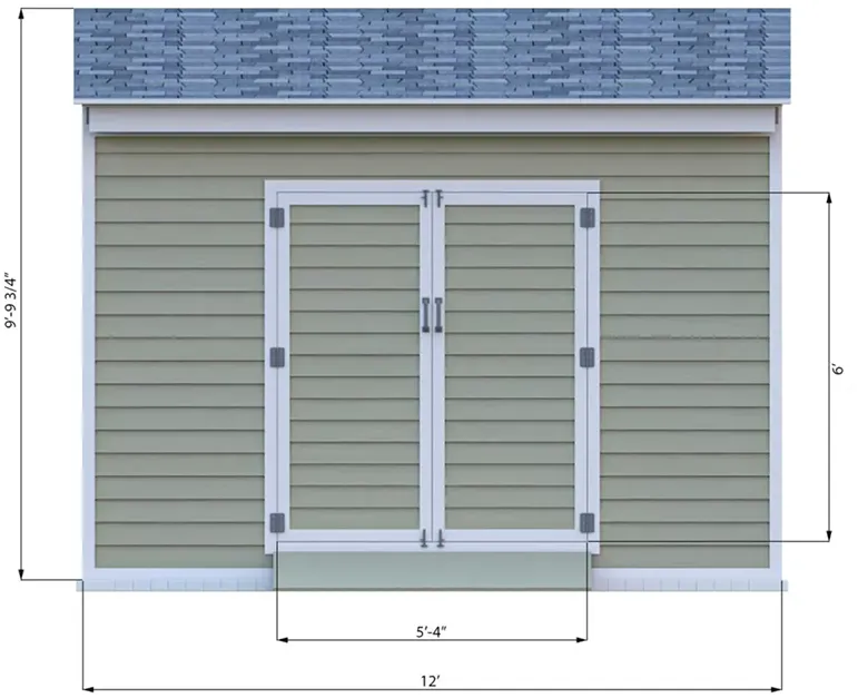 12x12-lean-to-storage-shed-front-side-dimensions