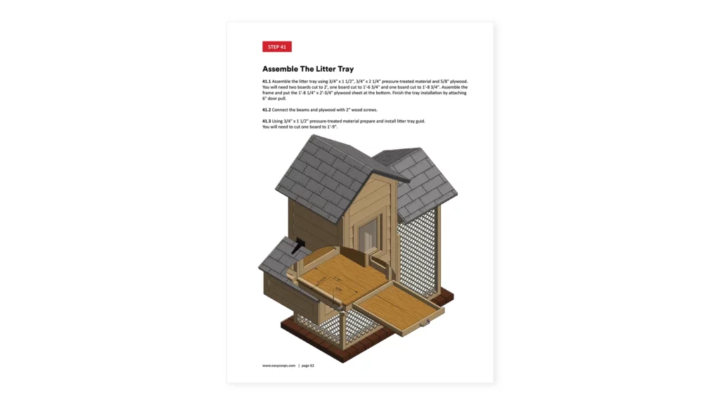 2x4 Gable Chicken Coop litter tray assembly