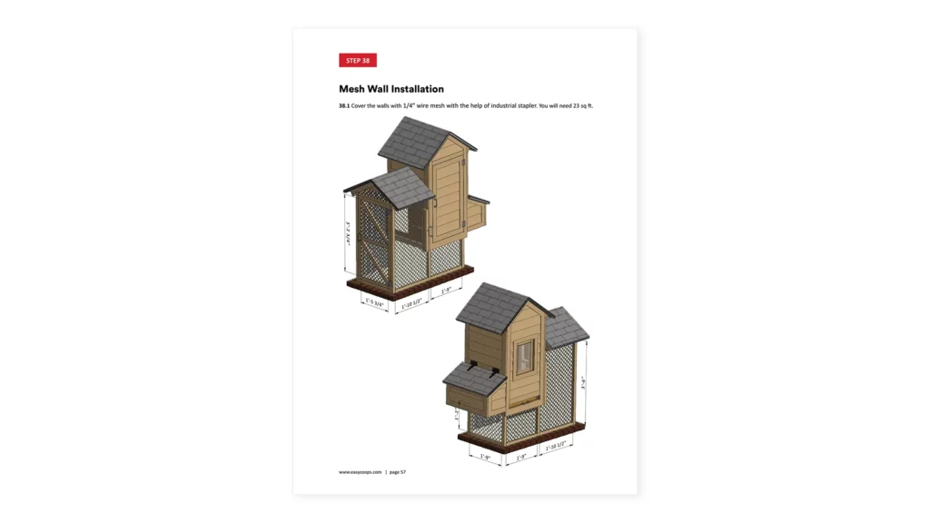 2x4 Gable Chicken Coop mesh wall installation