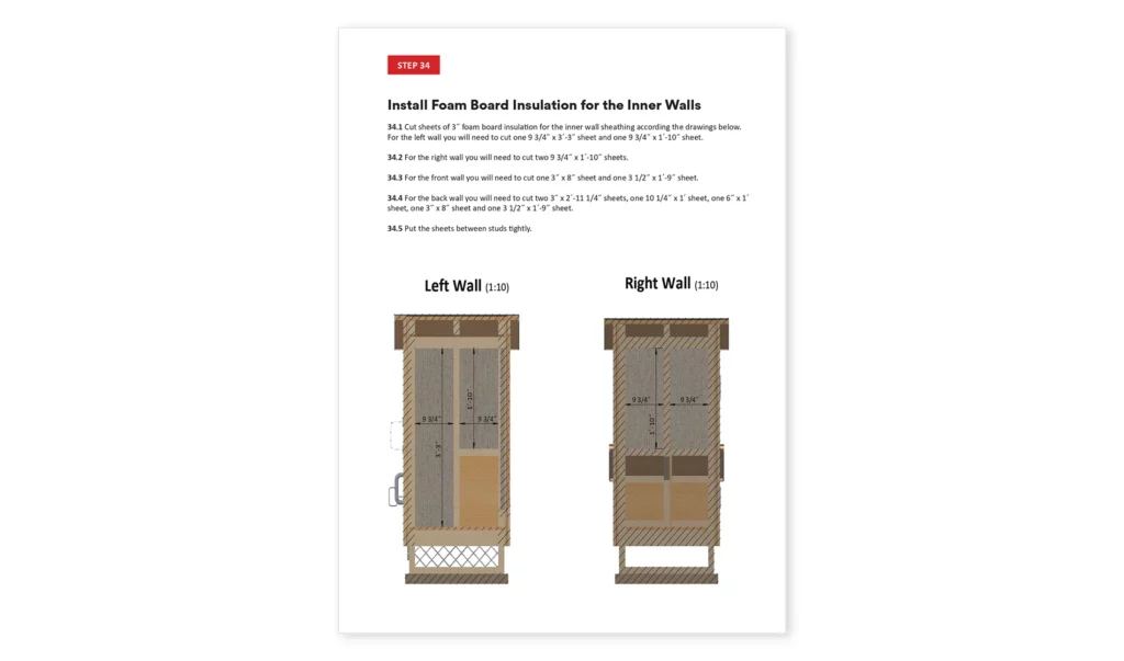 2x6 chicken coop install foam board insulation for the inner walls