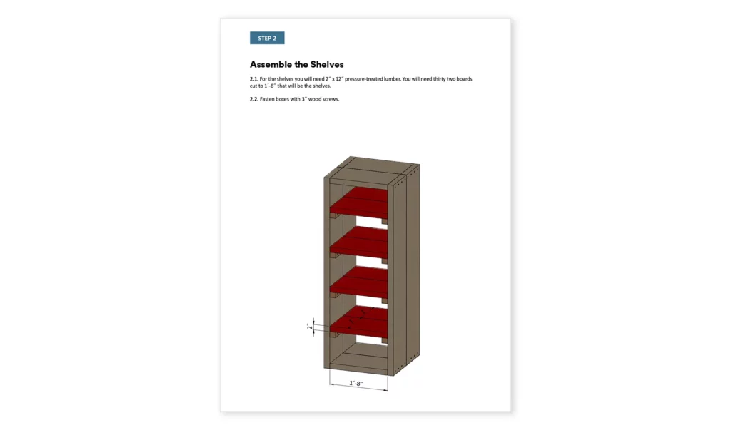 2x8 garage shelve assemble the shelves