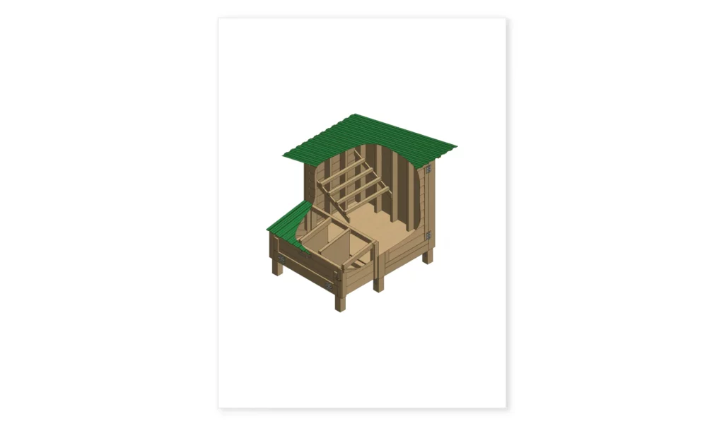 3x4 chicken coop interior view