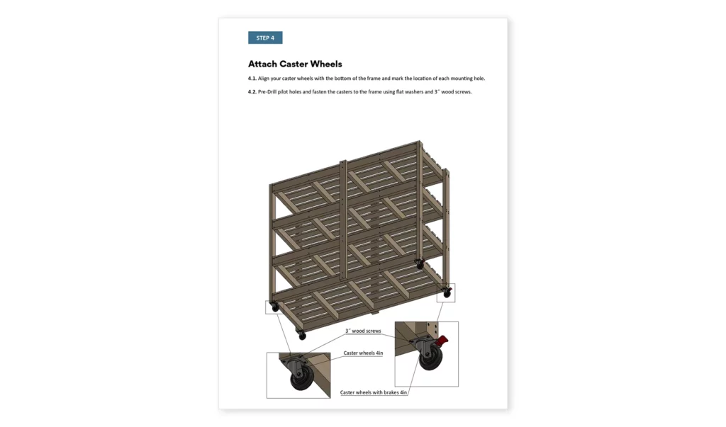 3x8 garage shelve attach coaster wheels