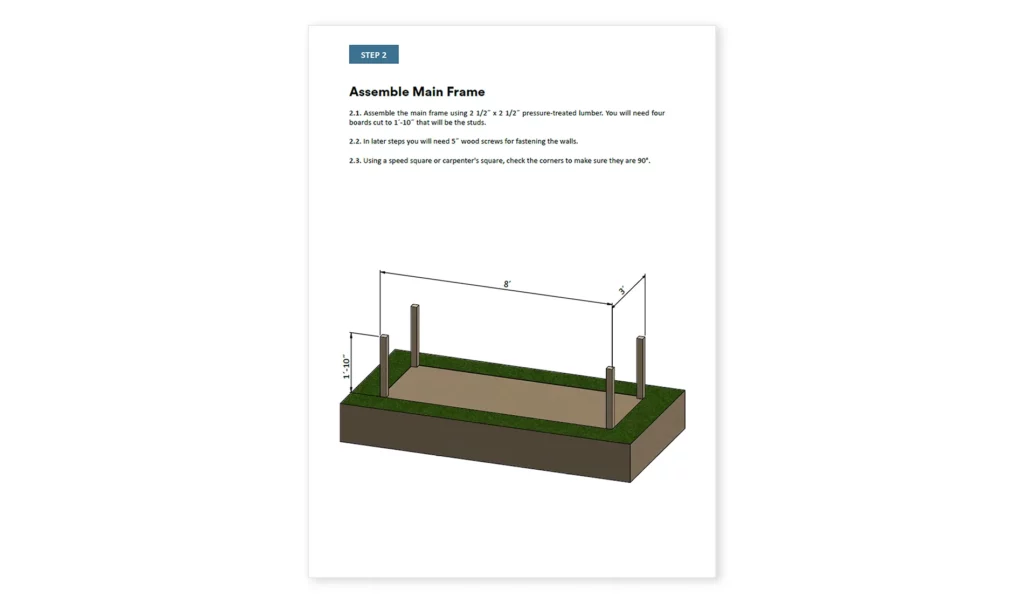 3x8 raised garden bed main frame assembly