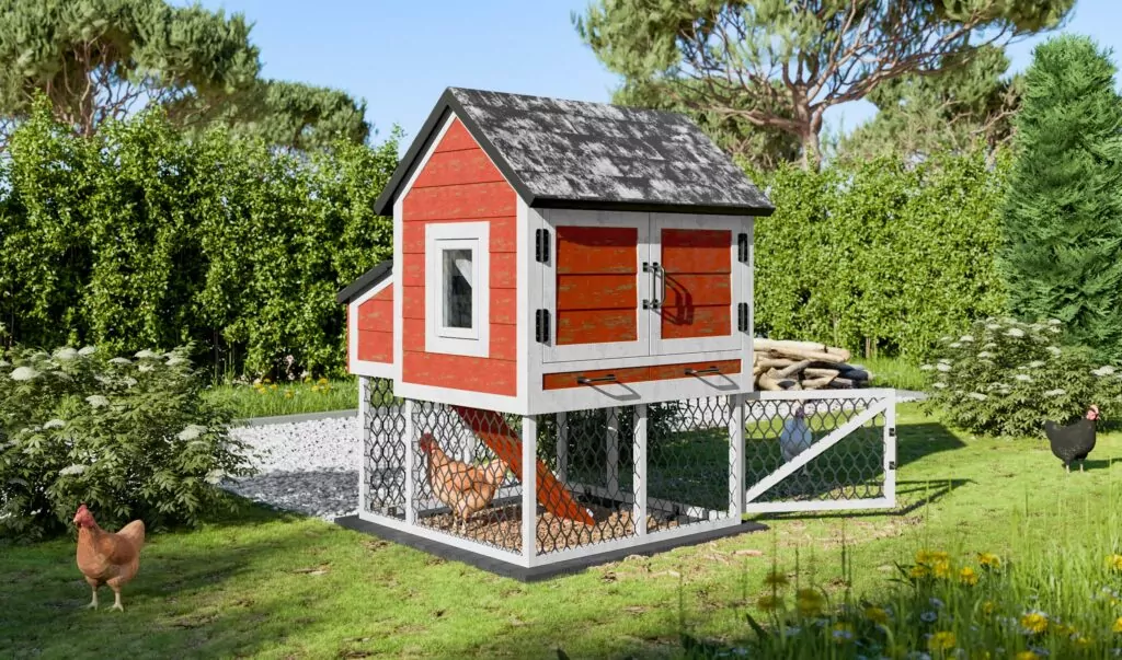 small elevated chicken coop with run for 6 chickens