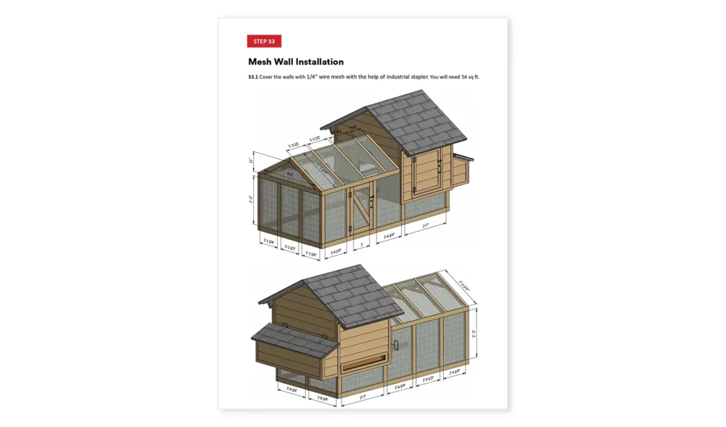 4x8 chicken coop mesh wall instalation