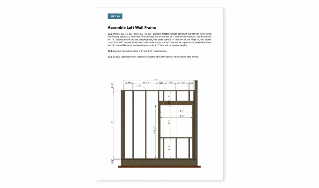 8x10 office shed left wall framing
