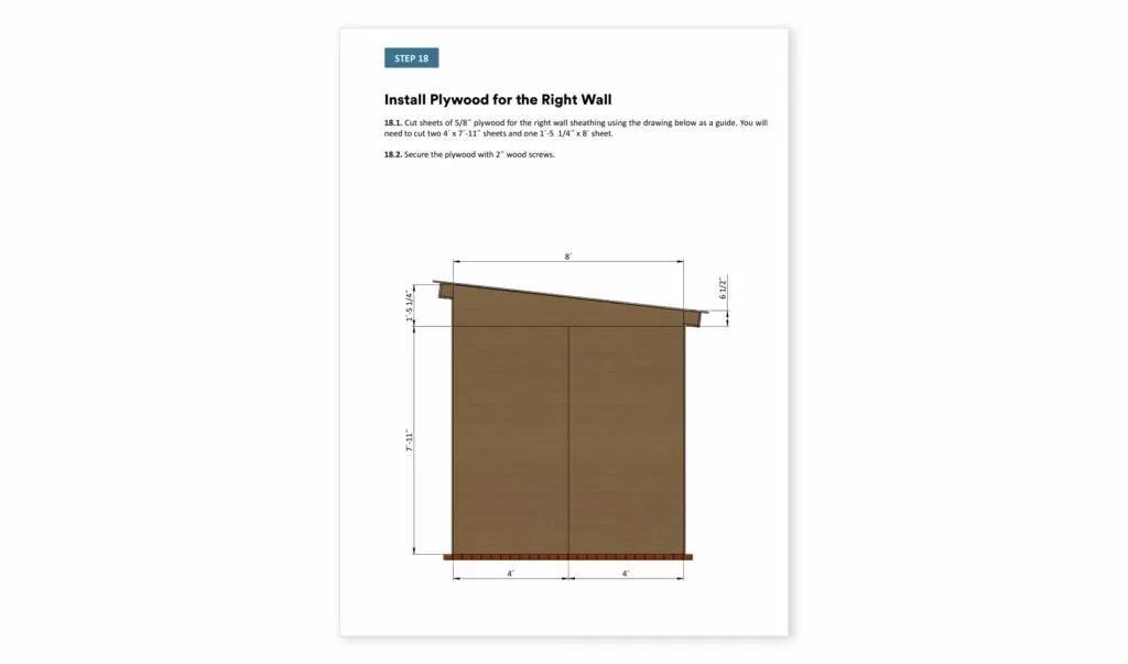 8x10 office shed right wall plywwod installation