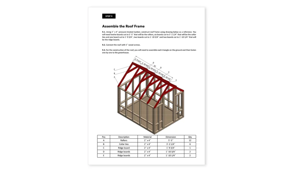 8x10_Greenhouse with Garden Shelves_Assemble the Roof Frame