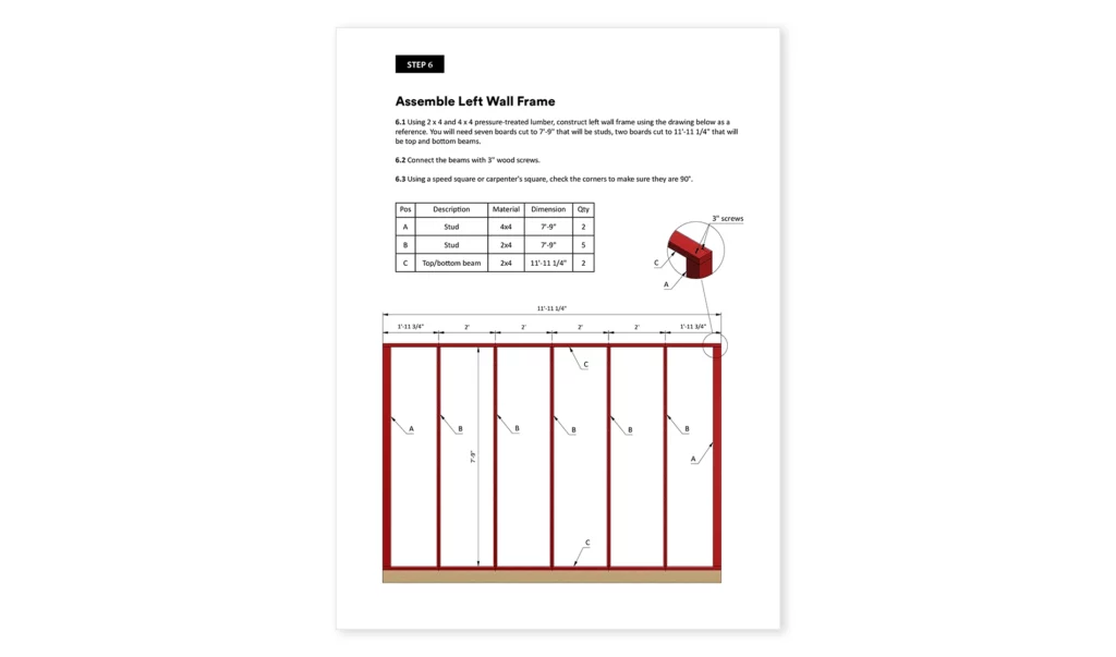8x12_Greenhouse with Gardening Shelves_Assemble Left Wall Frame