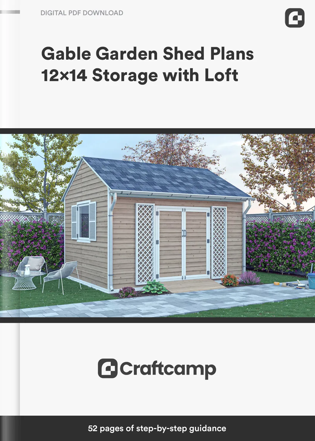 Gable-Garden-Shed-Plans-12×14-Storage-with-Loft-SHED60