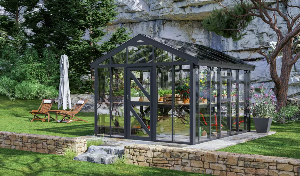 10x12 Easy to DIY Greenhouse With Gardening Shelves Design