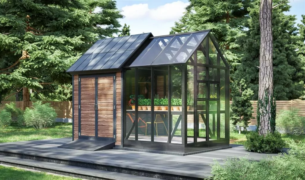8x15 DIY Greenhouse Shed With Gardening Shelves