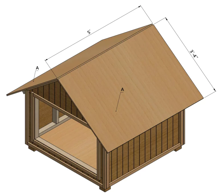 Installing plywood for the roof of the doghouse