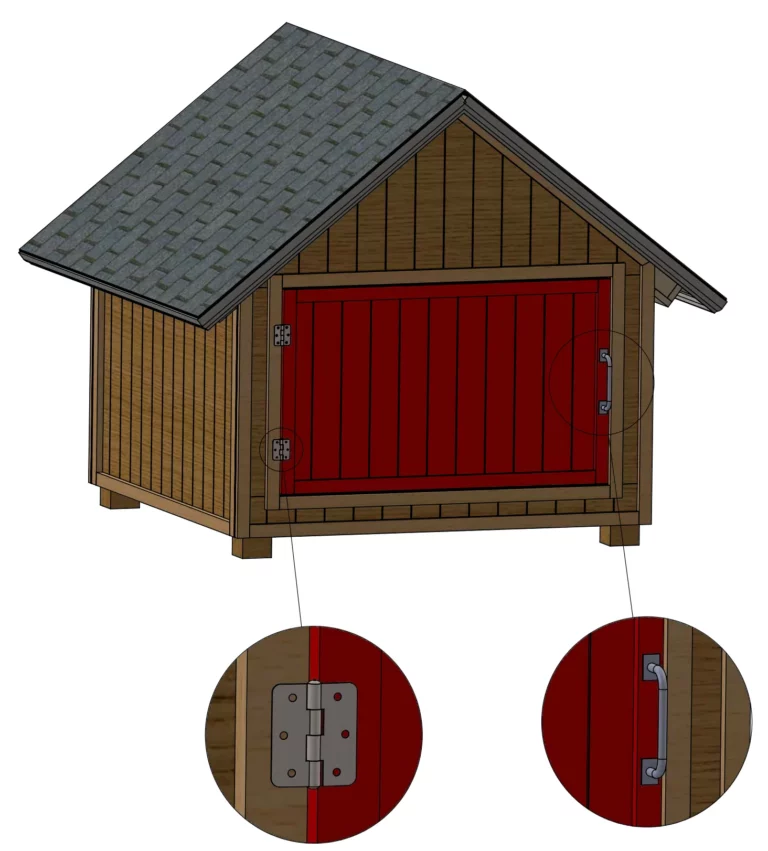 Assembling and installing the back door of the doghouse