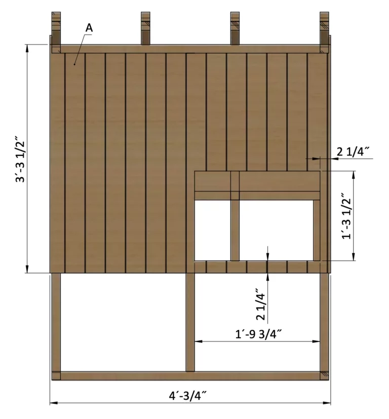 Installing plywood for the right wall of the chicken coop