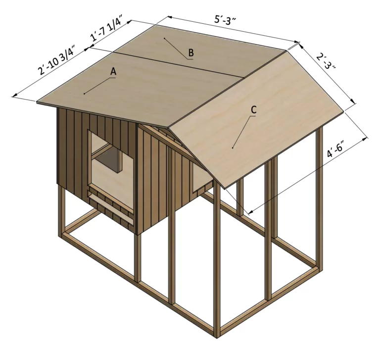 Installing plywood for the roof of the chicken coop