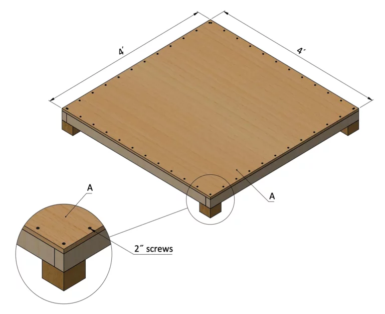 Installing the plywood floor of the doghouse