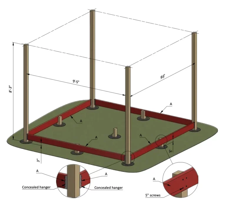 Assembling the floor frame for the pergola