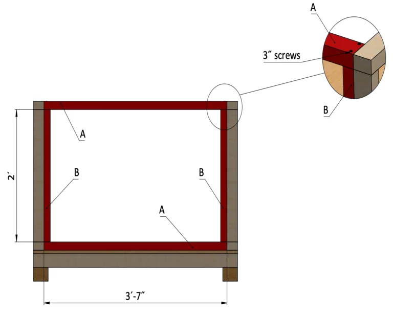 Assembling doghouse's back wall frame