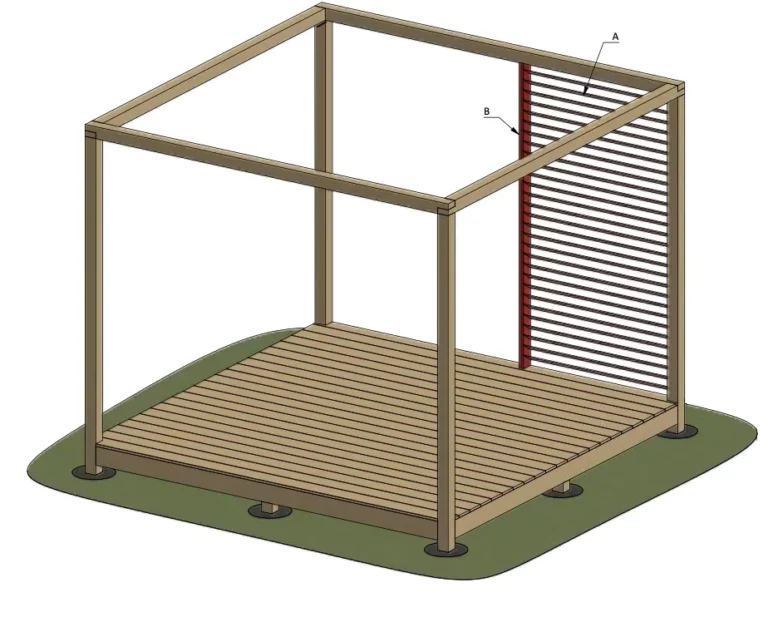 Assembling the back wall frame of the pergola