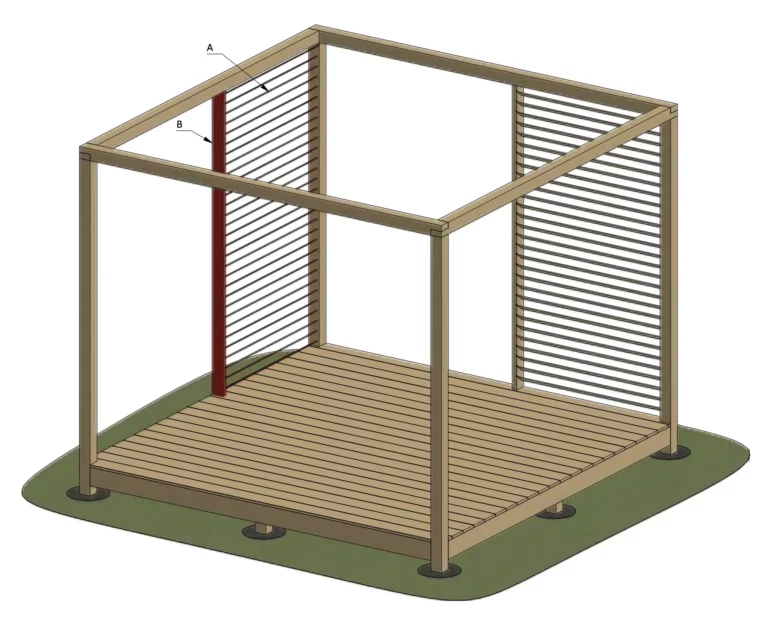 Assembling the left wall frame of the pergola