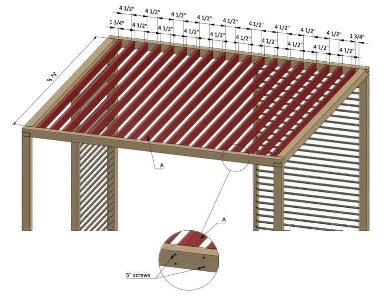 Assembling the top joists of the pergola