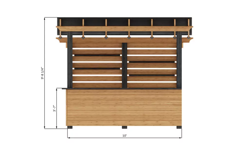 4x12 lean to outdoor bar front side dimensions