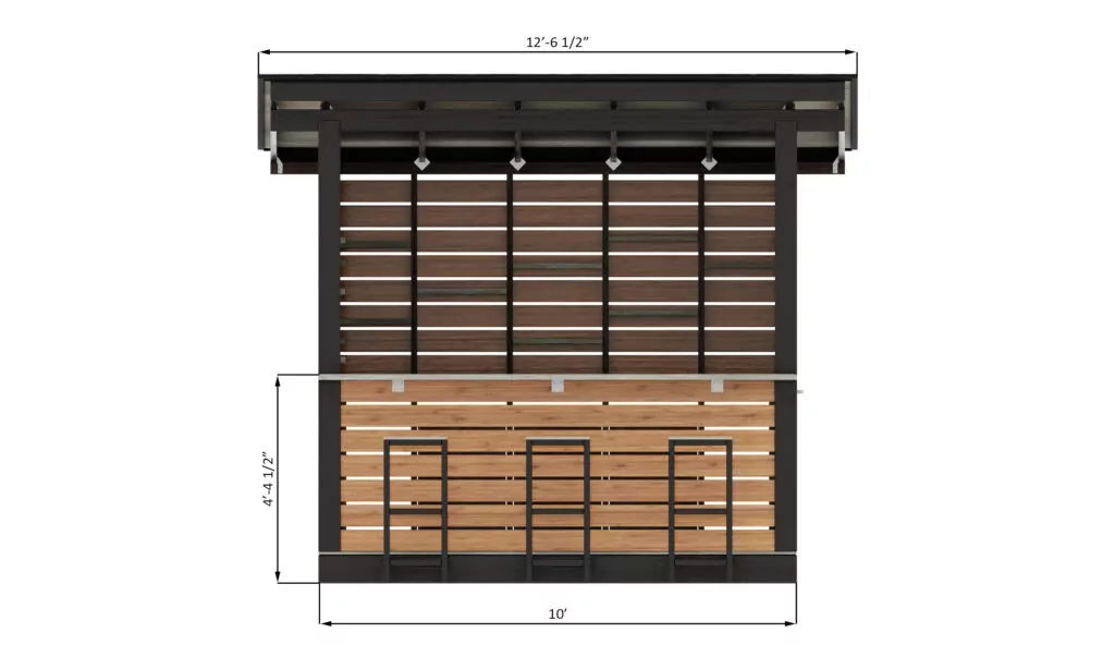 8x10 outdoor bar front side dimensions