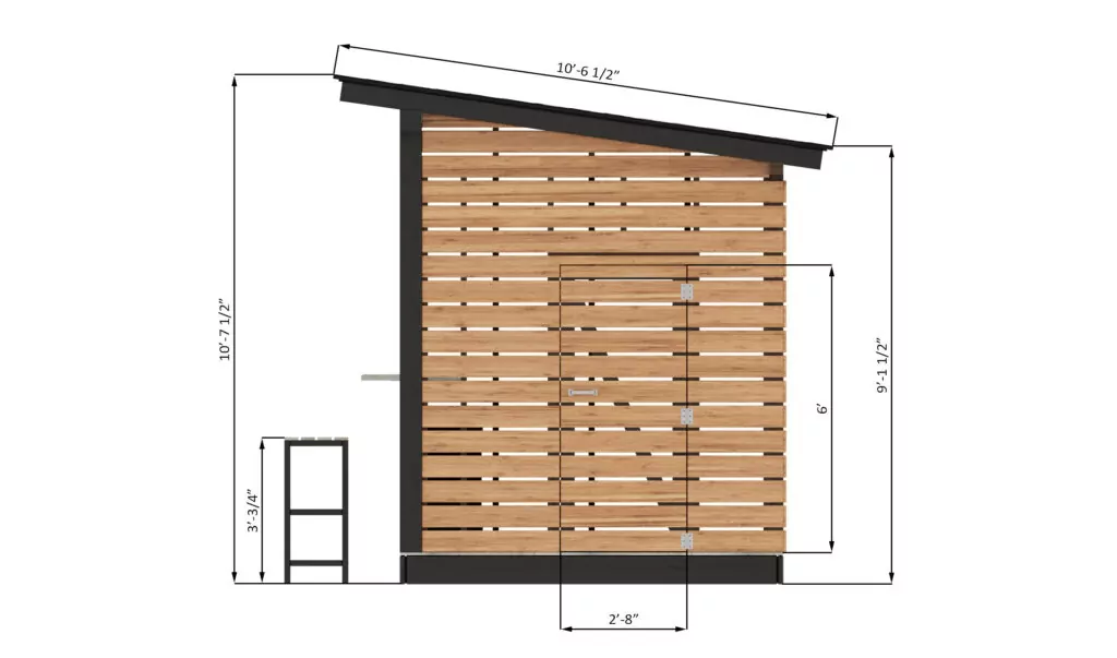 8x10 outdoor bar left side dimensions