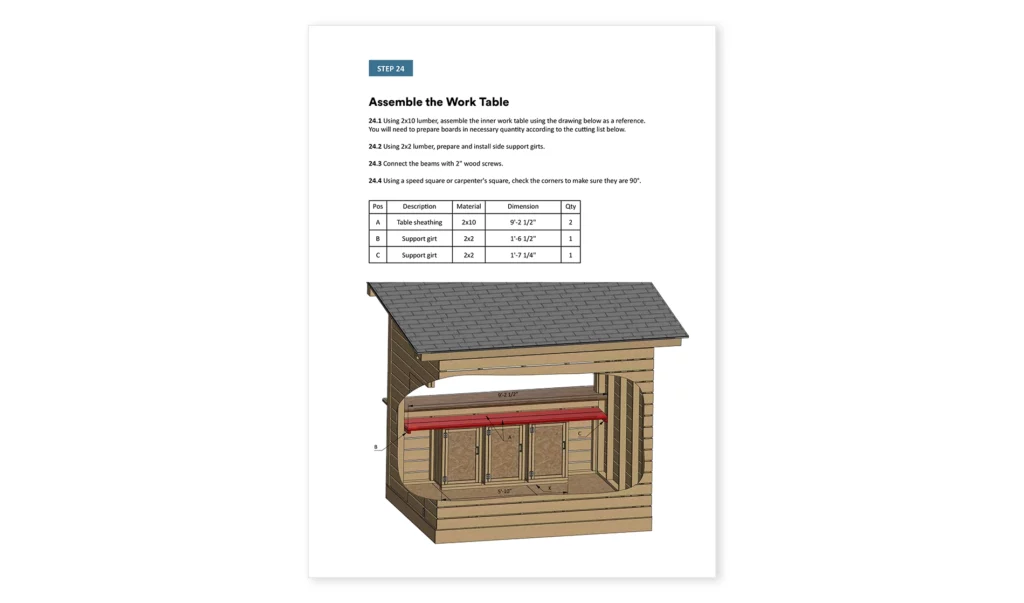 8x10 outdoor bar work table assembly