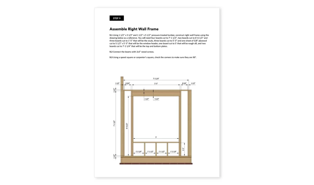 8x8_Modern She Shed Studio_Assemble Right Wall Frame