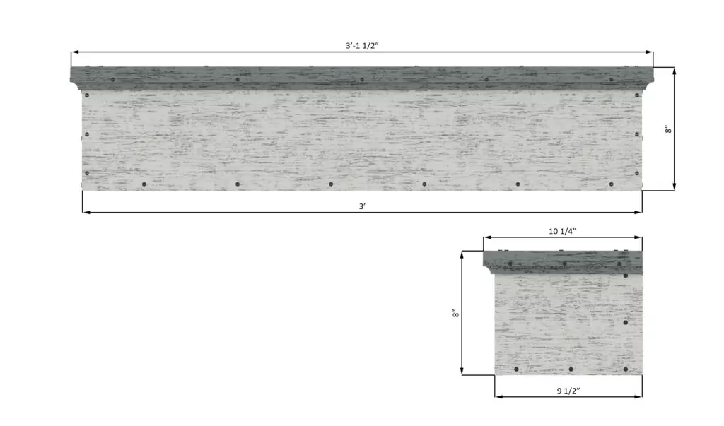 3x1 window planter box dimensions