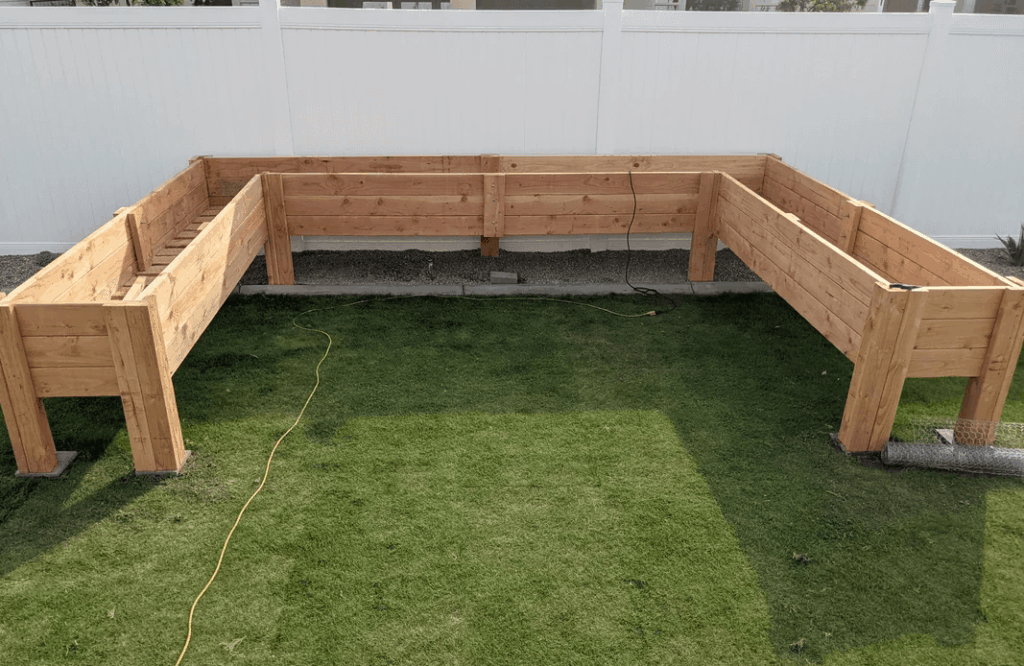 DIY unfinished wood raised garden bed 