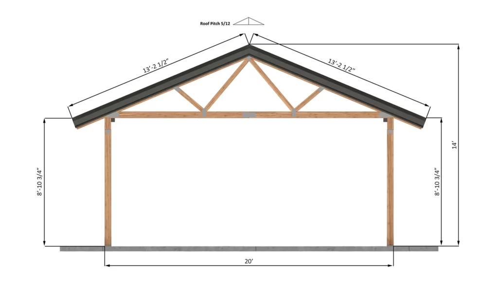 20x20-attached-gable-carport-front-side-dimensions