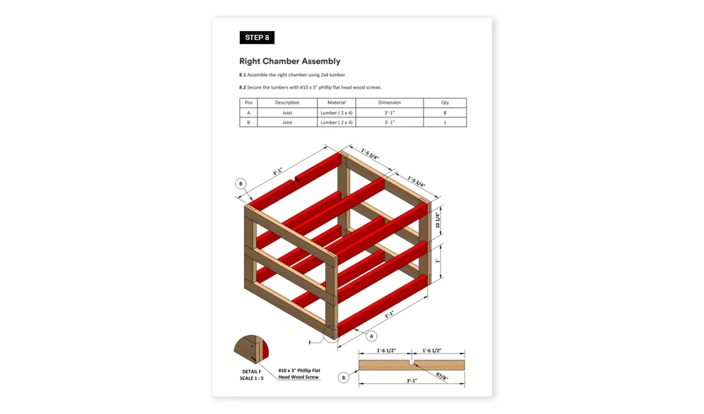 6x3 Table Saw Workbench-right-chamber-assembly