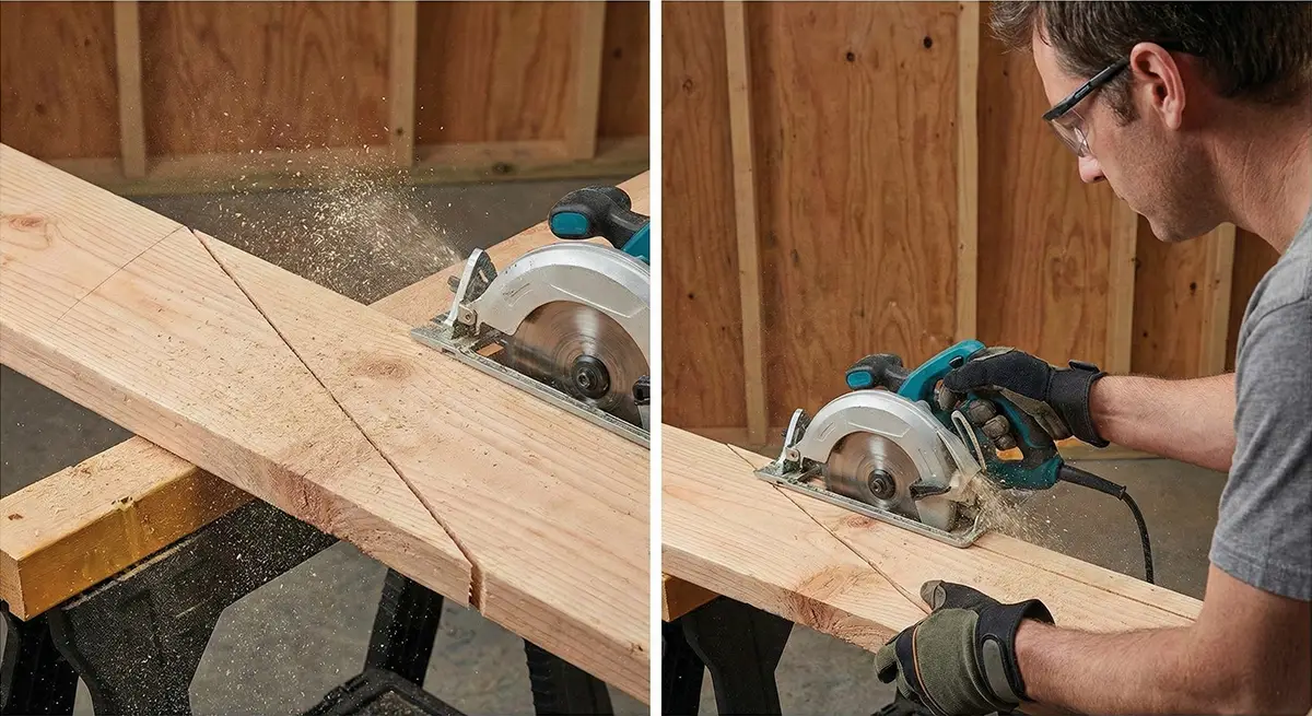 Cutting the wood for cold frame