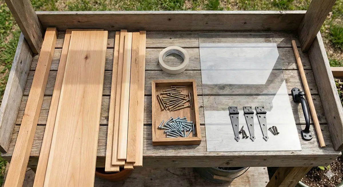 Materials list for constructing cold frame