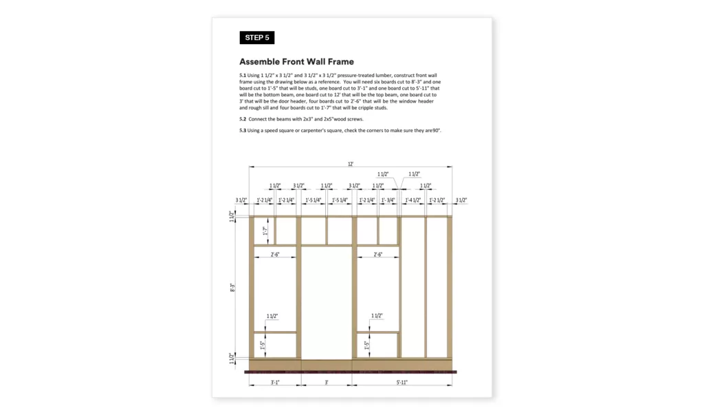 10x12 office shed front wall frame