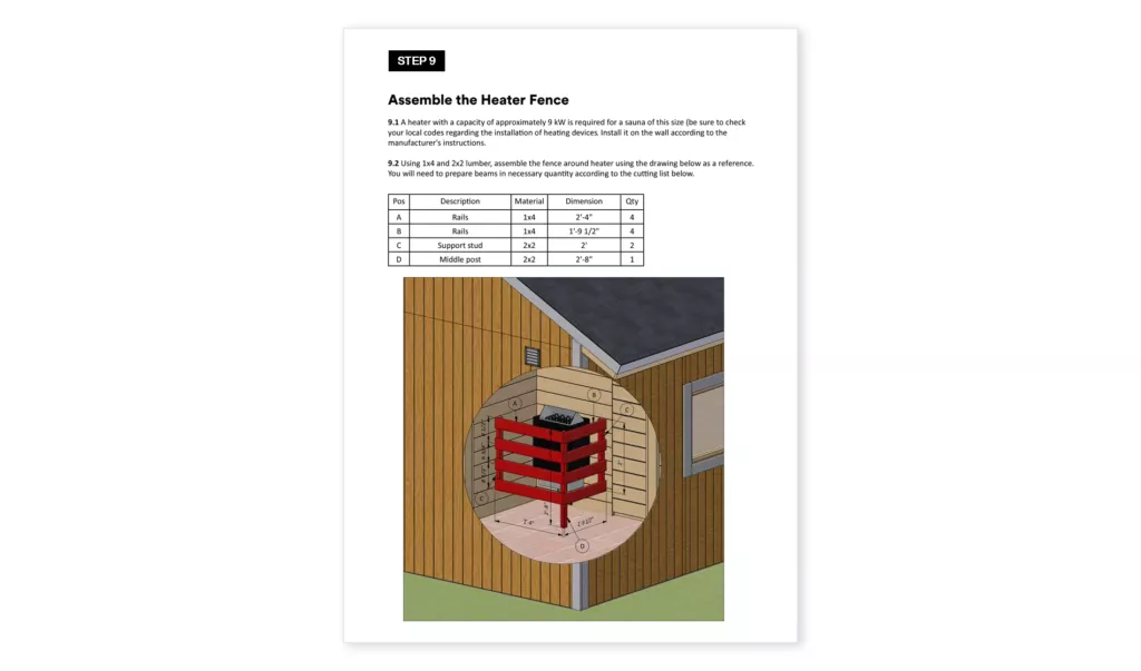 8x20-Small-Sauna-Plans-Heater-Fence