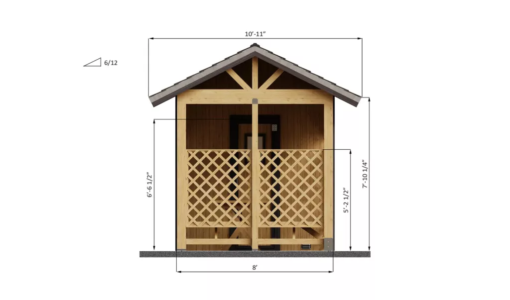 8x20-outdoor-sauna-right-side-dimensions