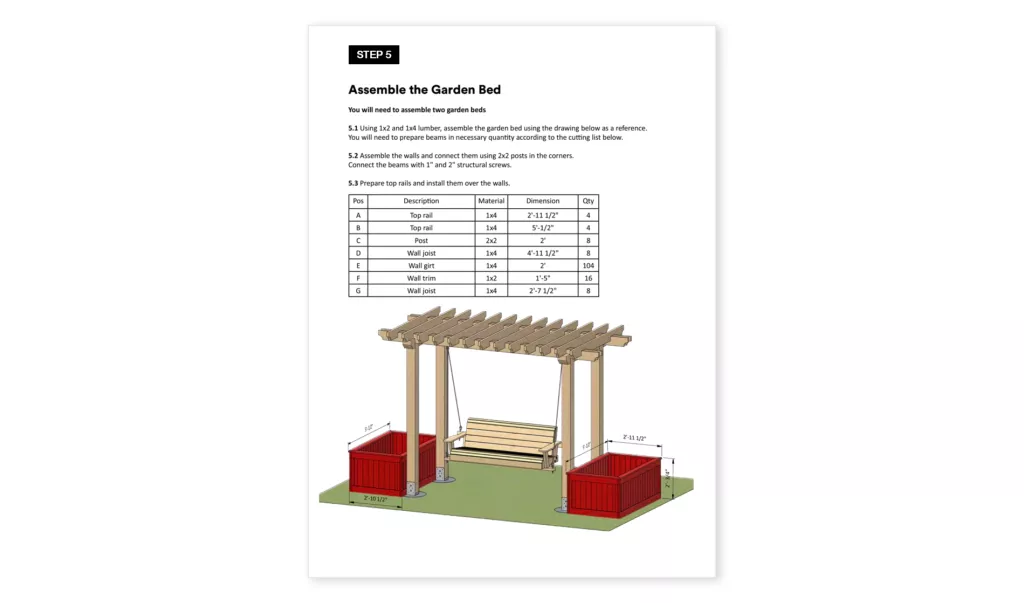 6x14-Pergola-With-Swing-Plans-Garden-Bed