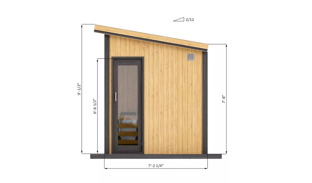 7x7-outdoor-sauna-right-side-dimensions