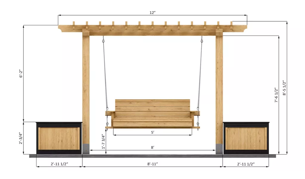 pergola-with-swing-front-side-dimensions