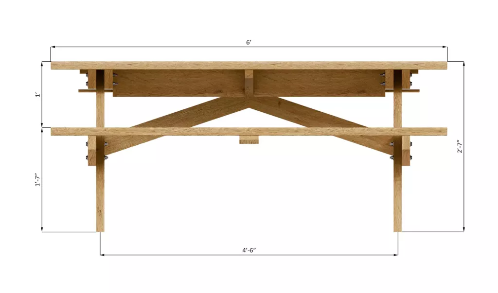 6x5-outdoor-picnic-table-front-side-dimensions