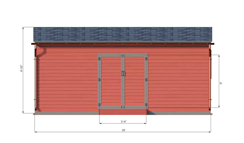 10x20 lean to storage shed front side