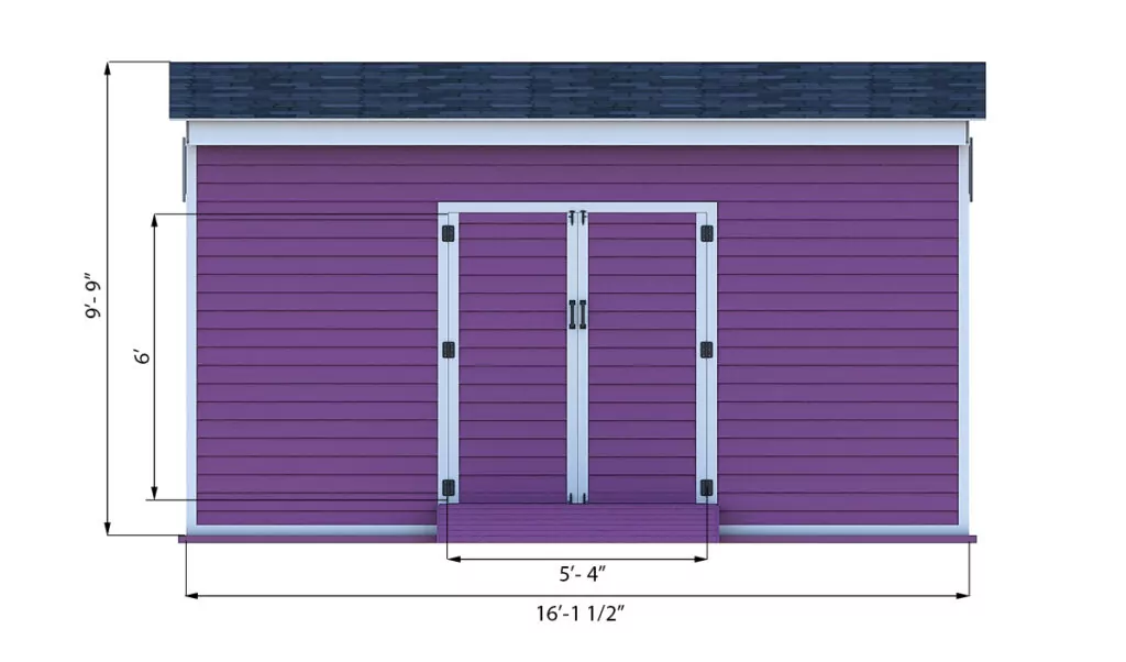 12x16 storage shed front side