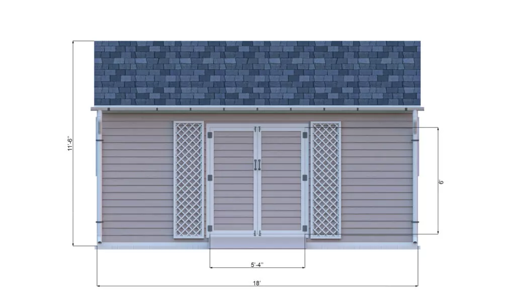 12x18 gable garden shed front side