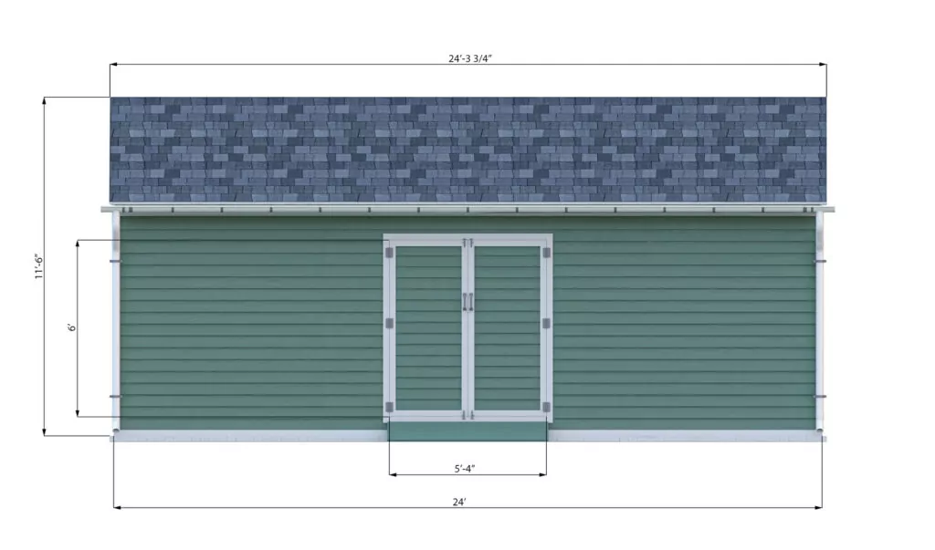 12x24 gable storage shed front side