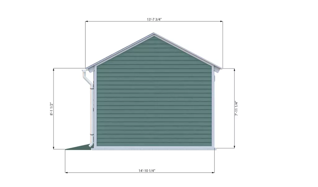 12x24 gable storage shed left side